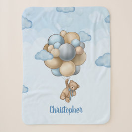 Teddy Bär blaubraune beige Ballons personalisiert Sherpadecke