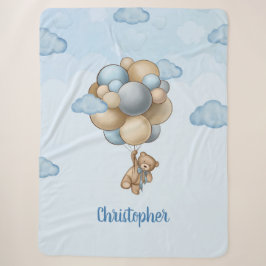 Teddy Bär blaubraune beige Ballons personalisiert Sherpadecke