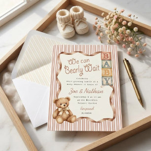 Teddy Bär Blöcke Baby Shower Einladung