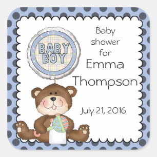 Teddy Bar Blue mit Black Boy Quadratischer Aufkleber