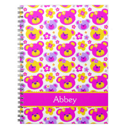 Teddy Bär Blume Muster Mädchen rosa Namen Notizhef Notizblock