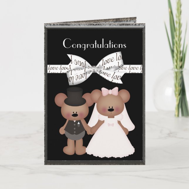 Teddy Bar Bride & Groom Wedding Karte (Vorderseite)
