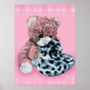Teddy Bär Cuddles Baby rosa Druck Poster