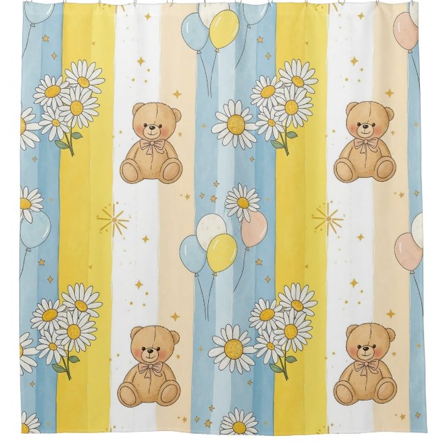 Teddy Bär Daisy Garten Muster (13) Duschvorhang (Vorderseite)
