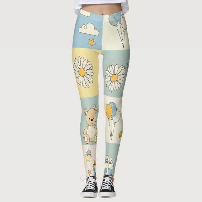 Teddy Bär Daisy Garten Muster (17) Leggings (Vorderseite)