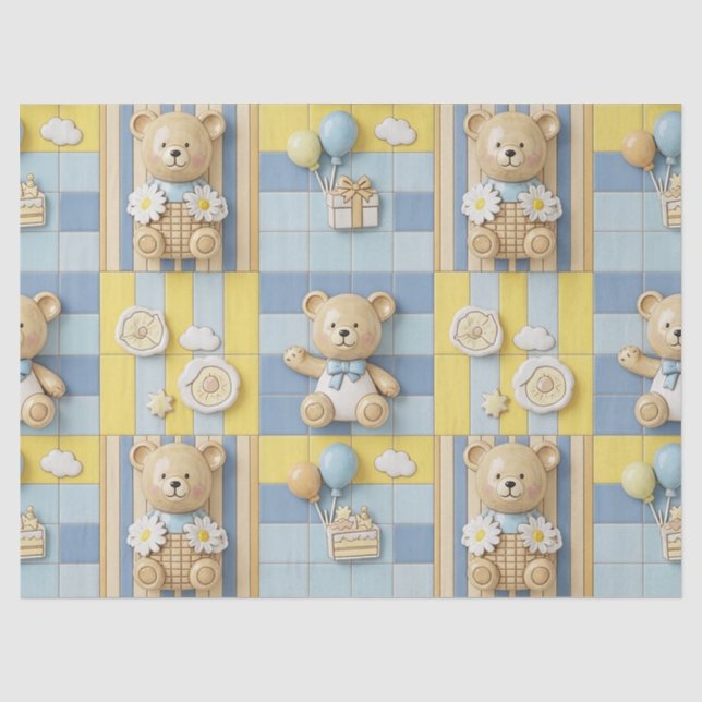 Teddy Bär Daisy Garten Muster (7) Seidenpapier (Vorderseite)