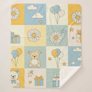 Teddy Bär Daisy Gartenmuster (18) Sherpadecke