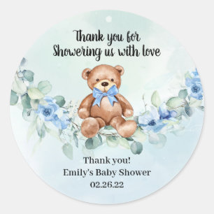 Teddy Bär dusty blue eucalyptus cramit blauer Bl Runder Aufkleber