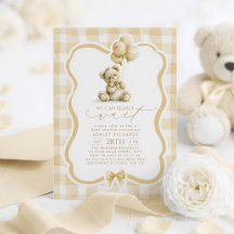 Teddy Bär Elegant Hellbraun Gingham Baby Shower