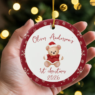 Teddy Bär Erstes Weihnachten Baby Junge oder Mädch Keramik Ornament