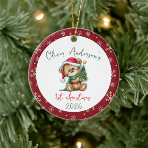 Teddy Bär Erstes Weihnachten Baby Junge oder Mädch Keramik Ornament