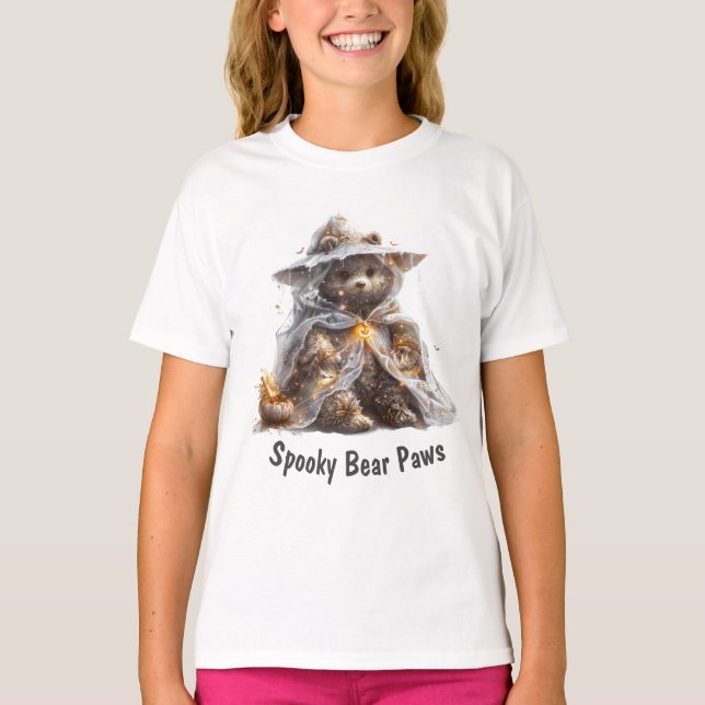 Teddy-Bär. Geist. TRICK ODER BEHANDLUNG T-Shirt (Vorderseite)