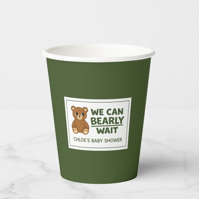 Teddy Bär Geschlechtsneutraler Minimalistischer Ba Pappbecher (Vorderseite)