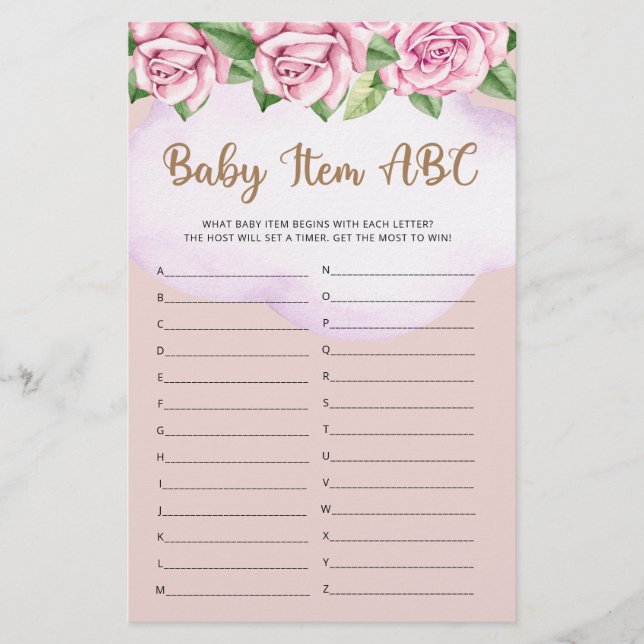 Teddy Bär Girl Dusche Baby Item ABC Game (Vorderseite)