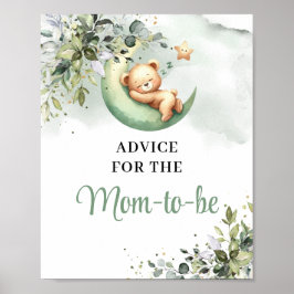 Teddy Bär Greenery Gold Advice for the Mom to be Poster