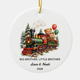 Teddy Bär großer Bruder kleiner Bruder Weihnachten Keramik Ornament