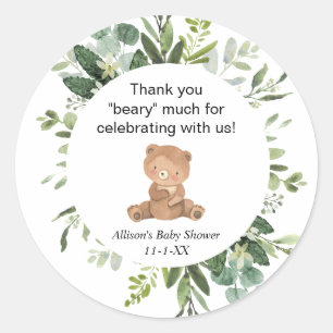 Teddy Bär grün niedliche Babydusche danke Runder Aufkleber