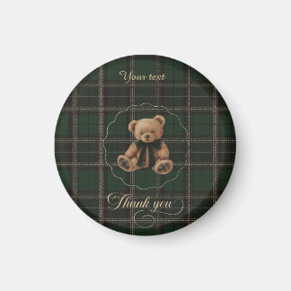 Teddy Bär Grün Tartan  Magnet