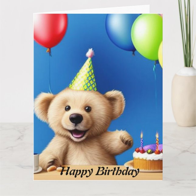 Teddy Bar Happy Birthday Card Karte (Vorderseite)