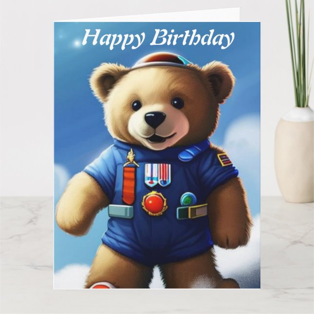 Teddy Bar Happy Birthday Card Karte (Vorderseite)