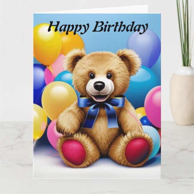 Teddy Bar Happy Birthday Card Karte (Vorderseite)