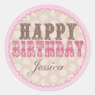 Teddy Bar Happy Birthday Sticker - Pink