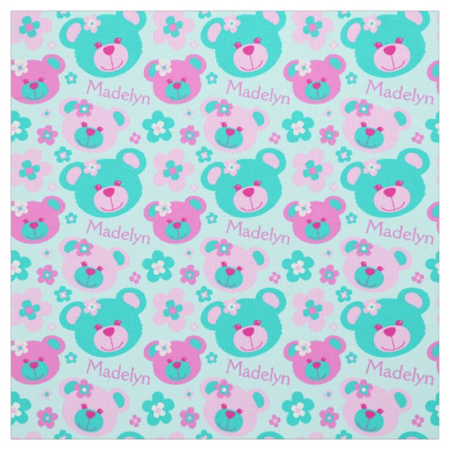 Teddy Bär hat ein rosa Aquarellmuster Stoff (Muster)