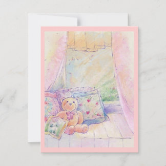 Teddy-Bär Hübsch Pink-Einladungen am Windows-Sitzp Einladung