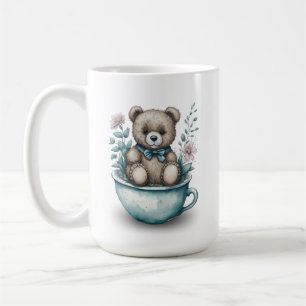 Teddy Bär im Teacup mit Blume Kaffeetasse
