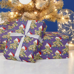 Teddy Bär in Weihnachtslicht und Sternen Geschenkpapier