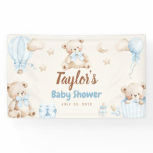 Teddy-Bär-Junge-Baby-Shower-Willkommensbanner-Schi