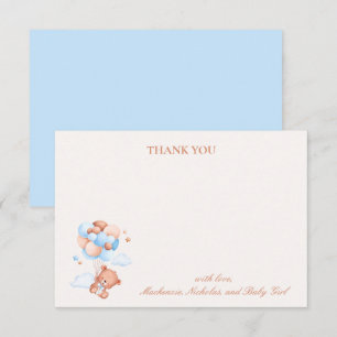Teddy Bär Junge Blau Kaum Warten Baby Shower Dankeskarte