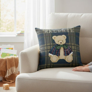 Teddy-Bär-Karo-Kinderschlafzimmer-Dekorations-Kiss Kissen