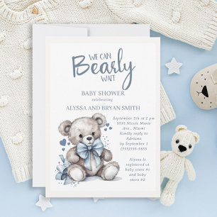 Teddy Bär Kaum Warten Baby Boy Dusche Einladung