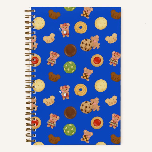 Teddy Bär Kekse Zeit Blau Notizbuch (Vorderseite)