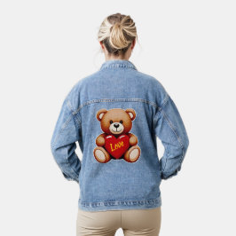 Teddy-Bär "Liebe" Damen-Denimjacke Jeansjacke