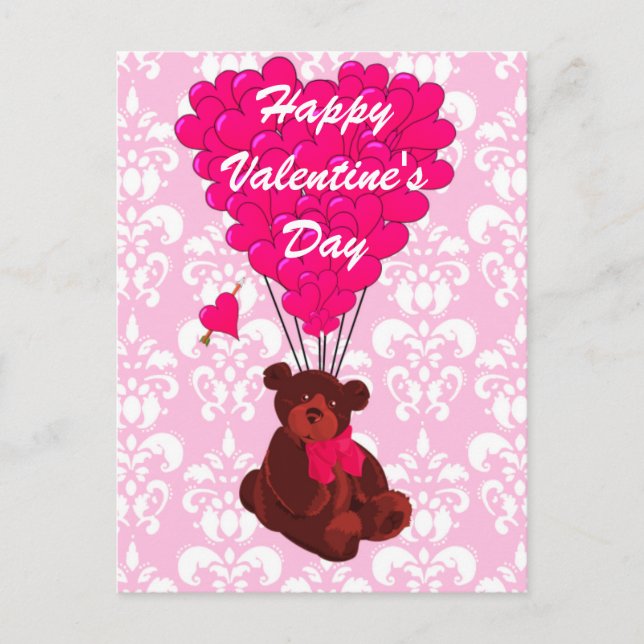 Teddy Bär Liebe HerzValentine Feiertagspostkarte (Vorderseite)
