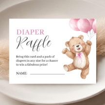 Teddy-Bär-Mädchen-Baby-Party - Rosa Windel-Raffle