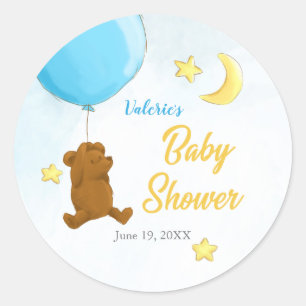 Teddy Bär mit Ballons Babydusche Runder Aufkleber