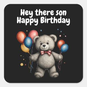 Teddy Bär mit Ballons Quadratischer Aufkleber