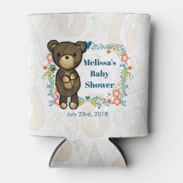 Teddy Bär mit Blumenschmuck Baby Dusche Dosenkühler