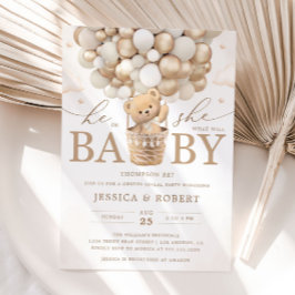 Teddy Bär mit neutralen Balloons Geschlechtsverkeh Einladung