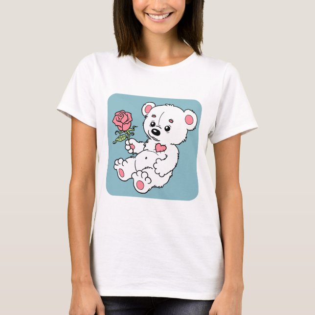 Teddy-Bär mit Rose T-Shirt (Vorderseite)