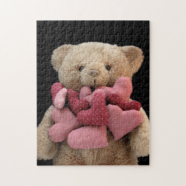 Teddy Bär mit Stoffherzen (Vertikal)