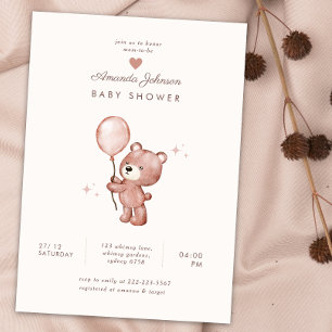 Teddy Bär niedliche Herzbabydusche Einladung
