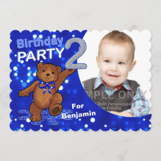 Teddy-Bär-Party für den 2. Geburtstag - Custom Fot Einladung