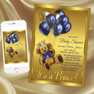 Teddy‑Bär‑Prinz Babyparty Einladung