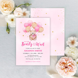 Teddy Bär Rosa Kaum Erwarten Baby Shower Einladung