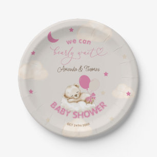 Teddy-Bär Rosa Preppy-Baby-Party Pappteller