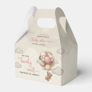 Teddy Bär rot-braune Elfenbeinballons Babydusche Geschenkschachtel